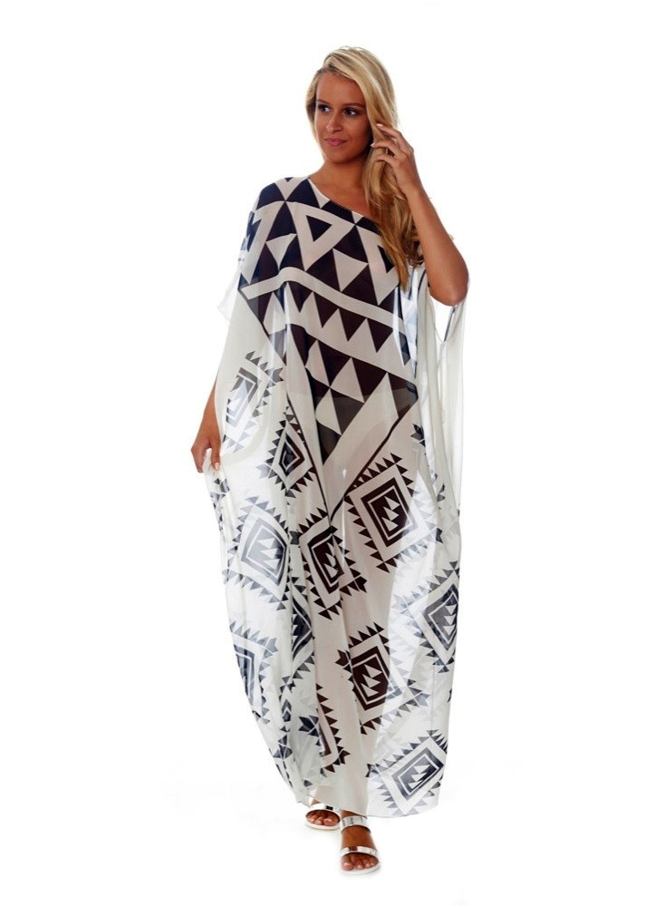 F4759 Kaftan Pareo Sarongs Cover-Up Chiffon Beach Dress